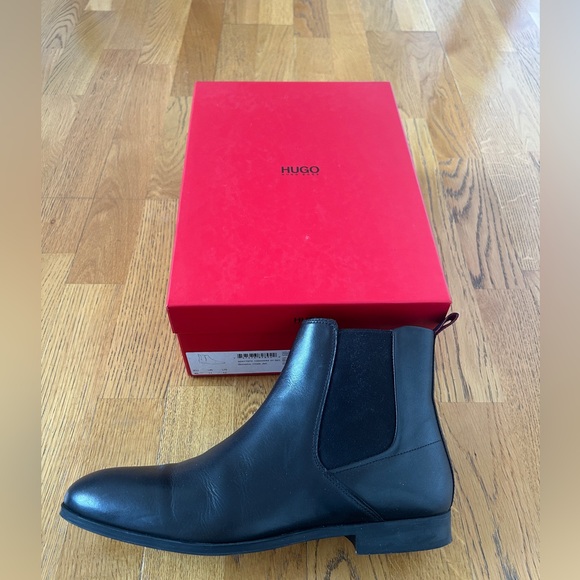 HUGO BOSS Boheme Cheb Chelsea Boots Black Calf Leather US 12 / EU 45 - Picture 2 of 4